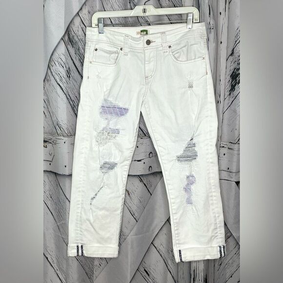 Anthropologie Denim - Ett Twa White Distressed Jeans Cropped 28
